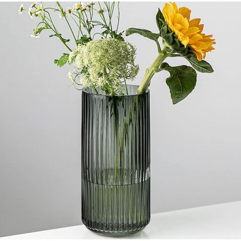 Vase en verre, vase de fleurs nordique minimaliste cristallin décoratif, colonne, arrangement floral, ornements pour décoration de maison, bureau, cadeau pour mariage, pendaison de crémaillère (1/5)