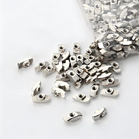 Lot de 100 écrous à tête marteau 8 mm Rainure 8 M6, acier galvanisé, filetage M6, écrous à rainurer en acier au carbone pour fente d'extrusion de profil en aluminium (EU40-M6 x 20 x 10) (1/5)