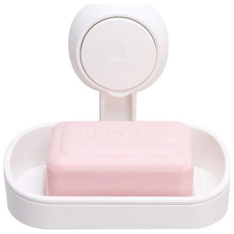 Porte-savon avec ventouse Savon sans perçage et réutilisable 1 seconde installation Porte-savon de douche 5KG Montage sur carrelage Mur de douche Salle de bain - Blanc (1/5)