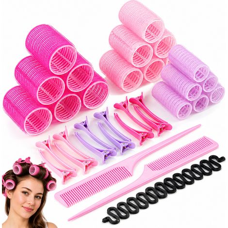 Ensemble d'accessoires pour cheveux : bigoudis, peignes, pinces à cheveux, 32 pièces (1/5)