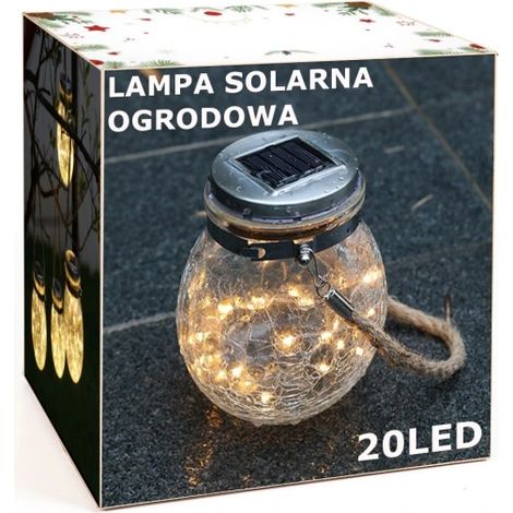 LAMPADA DA GIARDINO SOLARE IN BARATTOLO Lanterna solare - 20 LED XXL EFFETTO GHIACCIO