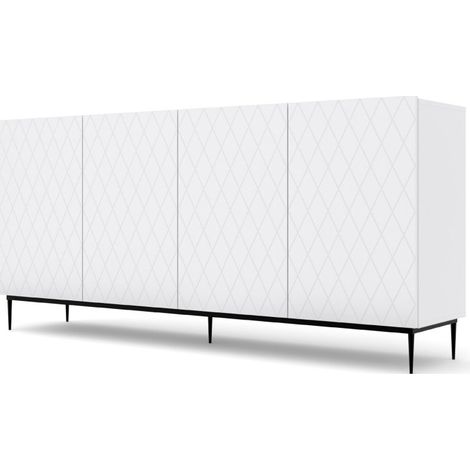 Commode Diuna 4D 193 cm blanc mat sur cadre noir (1/5)