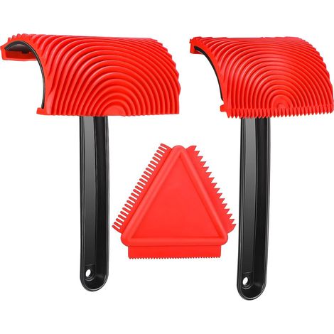 Kit d’outils de texture en caoutchouc – Lot de 3 outils imitation grain de bois pour peinture murale, art mural et décoration intérieure, finition bois réaliste (1/5)