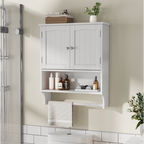 Mobile bagno a muro 56,8x19x70 cm in MDF bianco, salvaspazio FloraGrace (1/5)