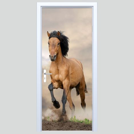 Adhesivo de tela para puerta con caballo al galope 361PD