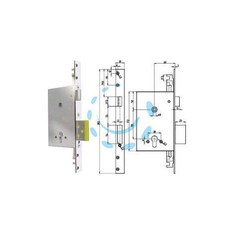 SERRATURA TRIPLICE INFILARE CIL.EUROPEO CON SCROCCO REVERSIBILE 8000PE - mm.60 (8000-PE01)