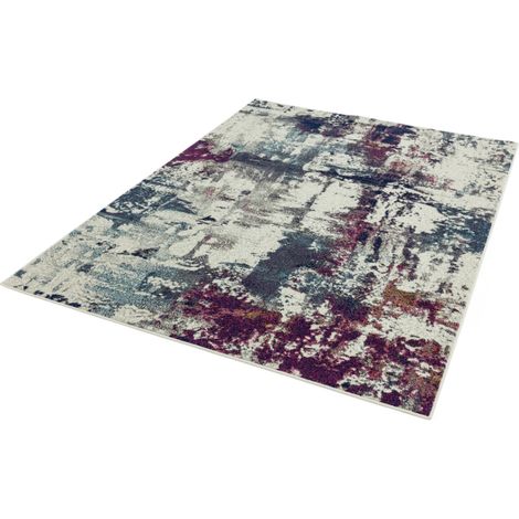 Nova Modern Rug Abstract NV23 Navy Multi Rug for Living Room Dining Room Bedroom Art Paint Design Multi Colours Rug in Medium 120x170 cm (4'x5'6")