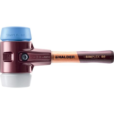 HALDER SIMPLEX TPE Weich-/Superplastikhammer mit Tempergussgehäuse und hochwertigem Holzstiel - D=80 mm - extra kurzer Stiel - 3017.082 (1/5)