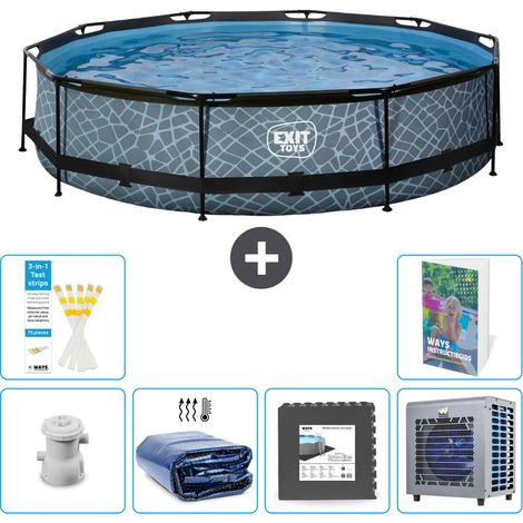 Exit Pool Rund - Steinoptik - 360x76 cm - 7-teilig  S190 (1/5)
