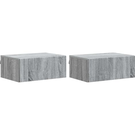 Mobiletto da notte a muro 2 pcs Grigio Sonoma 49 x 34,5 x 20 cm vidaXL