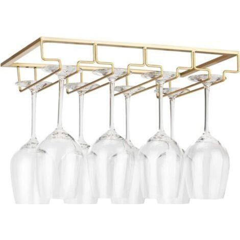 ALOVEZ – Support de verre à vin suspendu sous armoire – Métal doré – Capacité 6 à 9 verres – Facile à installer – Design moderne (1/5)