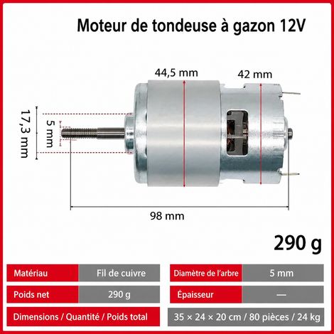 Moteur 12V 755 en cuivre 90mm 5mm 0.3 pour coupe-bordure 100 × 4,5 × 4,2 cm 300 g – Livraison gratuite