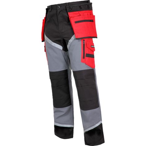 Pantalones CZA-GRIS-ROJO 100% algodón Con reflectante,"S", CE, lahti (1/4)