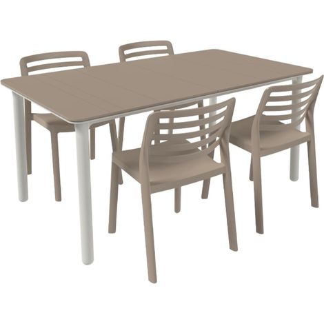 Set 4+1 sillas-mesa exterior arena/blanco - arena NOA160-WIND garbar