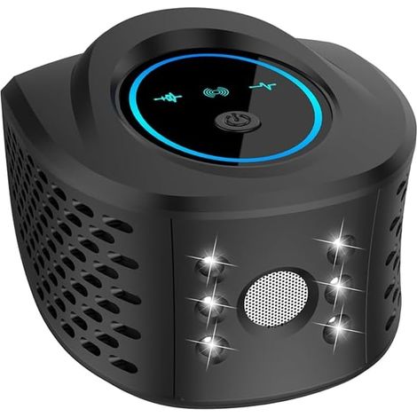 Répulsif haute puissance à 360° avec 6 lumières stroboscopiques, détecteur PIR, repousse efficacement les rongeurs, rechargeable par USB