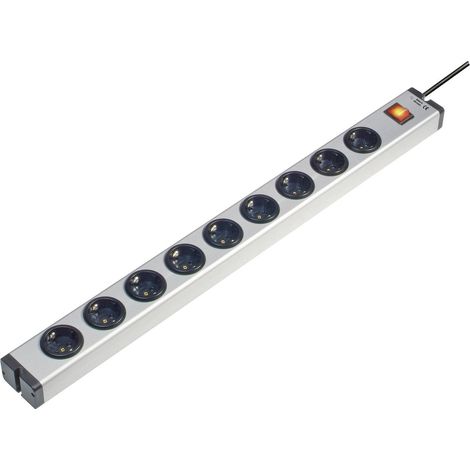 Ehmann 0601x00092031 Steckdosenleiste mit Schalter 9fach Aluminium Schutzkontakt 1 St.