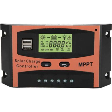 Contrôleur de charge solaire  régulateur de batterie de panneau solaire 12V/24V avec écran LCD, protection contre les surcharges pour la maison, l'industrie, le commercial, 60A(60A)