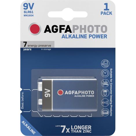 AgfaPhoto 6LR61 9 V Block-Batterie Alkali-Mangan 9 V 1 St.