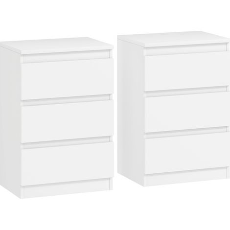 Coppia di comodini bianchi con 3 cassetti, 40 x 30 x 59,5 cm, MDF, MODENUIT (1/5)