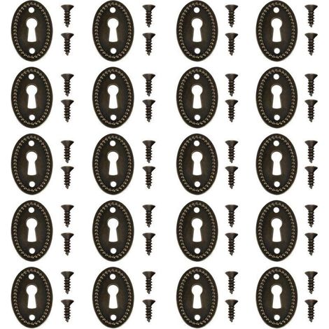 Couvercles de serrure ovales vintage pour tiroirs et armoires – Lot de 20 pièces en métal, dimensions 36,5 x 24 mm, avec vis de fixation