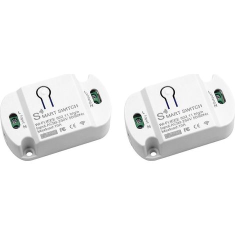 2 interrupteurs intelligents Tuya Wifi 10A avec minuterie sans fil, éclairage LED, application de contrôle vocal et module d'automatisation pour la maison connectée (1/5)