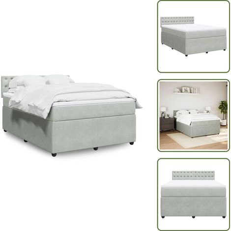 Boxspringbett mit Matratze Hellgrau 160x200 cm Samt - Boxspringbett - Boxspringbetten - Bett - Betten (1/5)