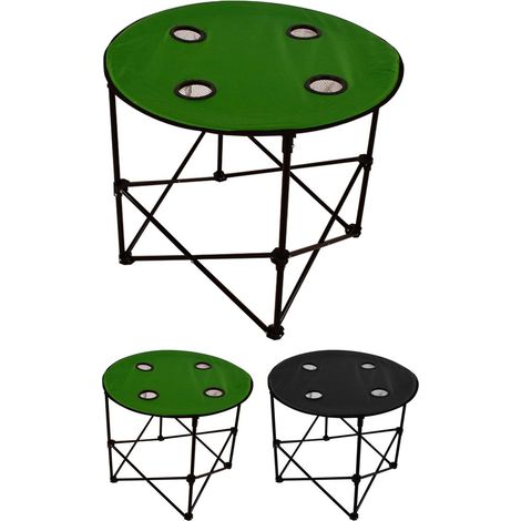 Mesa Plegable Portátil para Exteriores – 71x60 cm, Ligera, con 4 Posavasos, Ideal para Camping y Picnic, Colores Verde y Negro (1/5)