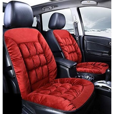 Housse de siège voiture universelle en peluche courte – Confort optimal – Antidérapante et respirante – Pour sièges avant – Vin rouge (1/3)