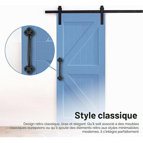 Door Handle Exterior 22 cm, Vintage Sliding Door Handle Cast Iron Door Handles with Screws for Cabinets, Garages, Ardins (1/4)