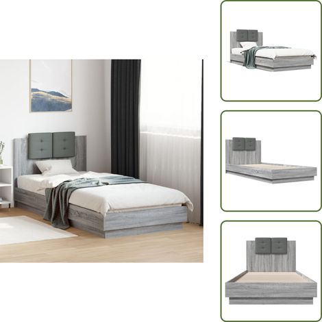 Cadre de lit sans matelas sonoma gris 100x200 cm - Cadre De Lit - Lit Double - Lit Moderne - Lit Design - Sommier Tapissier (1/5)
