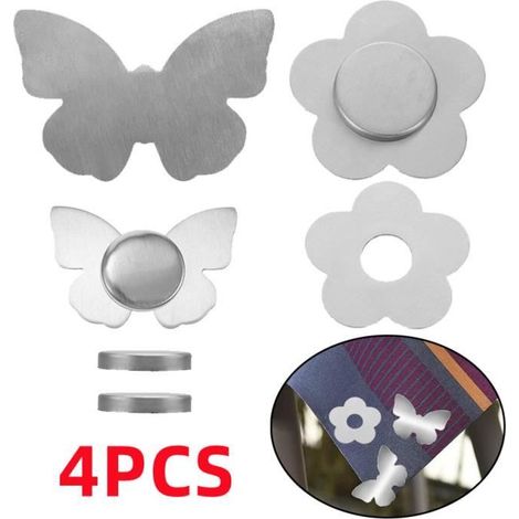 Pinces à Nappe - Non spécifié - Lot de 4 - Acier inoxydable - Argenté - Design Papillon et Fleur (1/4)