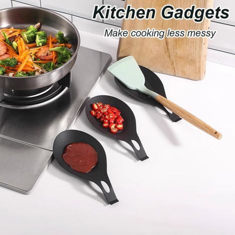 Repose Cuillère - Silicone Résistant à la Chaleur - Pour Cuillères Spatules Louche Pinceaux - Cuisine Intérieure - 1 Pièce (1/4)
