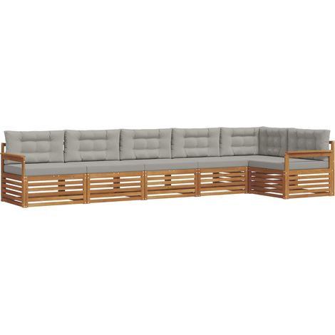 Outdoor Sofa Set 6 pcs Natural and Light Grey Solid Acacia Wood vidaXL