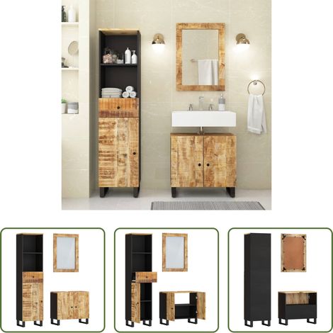 vidaXL Ensemble de meubles de salle de bain 3 pcs bois manguier massif (1/5)