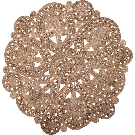 Tapis Rond en Jute Tressage Artisanal Rustique DIamiètre ø 120 cm Beige Bucak (1/5)