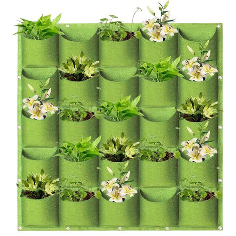 Bolsas de cultivo colgantes, macetero vertical de pared, bolsa de cultivo de pared para decoración de plantas de interior y exterior, 25 bolsillos (1/5)