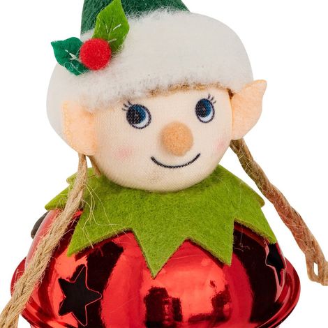 Soggetto elfo campana metallo h.12cm assortito - Feeric lights & christmas