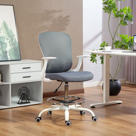 Chaise bureau ergonomique avec repose-pieds ajustable et accoudoirs relevables, hauteur réglable, 59x62x99-119cm, gris (1/5)