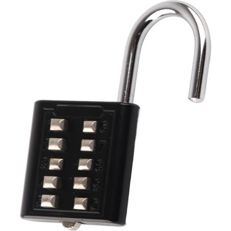 Cadenas de sécurité à combinaison à 10 chiffres avec bouton-poussoir, étanche, pour extérieur, idéal pour salle de sport, armoire, portail, boîte à outils ou valise.