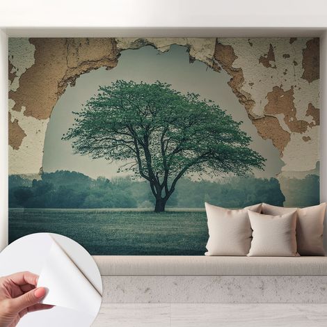 Carta da parati autoadesiva - fotomurale - alta qualità - per la cucina - camera da letto - Albero solitario 208x146 cm (1/5)