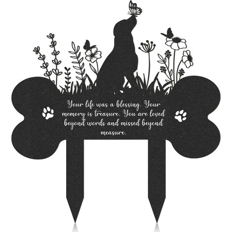 Plaque commémorative pour animaux de compagnie (chien), stèle en métal pour jardin, décoration pour cimetière, piquet de tombe (1/5)