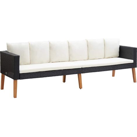 Maison Exclusive - 3-Sitzer-Gartensofa mit Auflagen Poly Rattan S