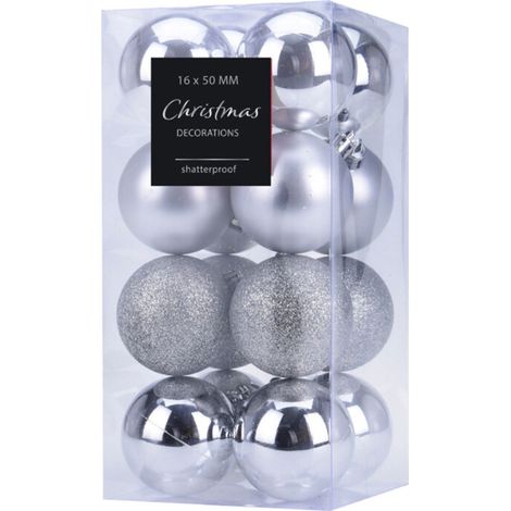 Set de 16 boules de Noël argentées - 5cm (1/3)