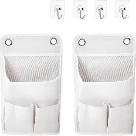 2-teilige Hängeaufbewahrungstasche, faltbarer Wandorganizer mit 4 Haken und Tasche, Leinenstoff, faltbare Wandtasche für Schlafzimmer, Büro usw