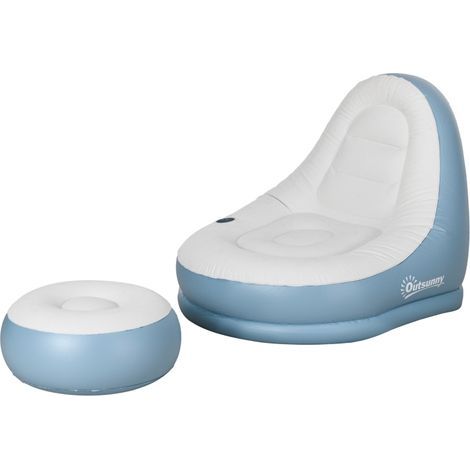 AMXCNOY Canapé gonflable avec repose-pieds et porte-gobelet, Canapé pneumatique pour camping et maison, Blanc, 125x100x87cm (1/5)