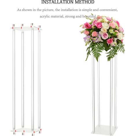 Support à fleurs cylindrique en acrylique pour mariage, vase et composition florale, décoration de mariage (1/5)
