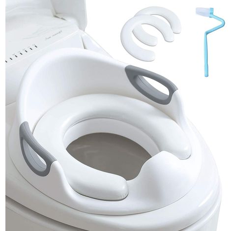 Réducteur de Wc - Reducteur Toilette Enfant Siège Toilette Wc EnfantRehausseur Wc Enfant avec Poignée et DossierAdaptateur Wc Enfant Tampons PU souples2, Brosse1 (1/5)