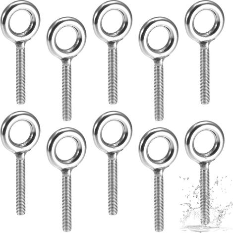 10 Pièces M8 Boulons Àœil Filetage Mâle, Vis Oeil Inox, Boulon À Oeil (1/5)