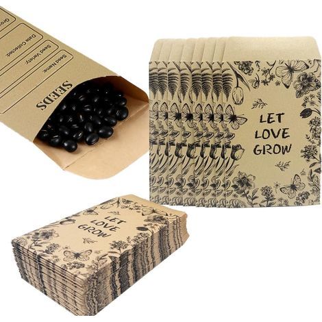 Sachets de graines, 100 petits sachets en papier kraft brun (8 x 12 cm), pour le stockage des graines, à remplir, à utiliser comme emballage, enveloppe, sachet cadeau ou pour confiserie. (1/5)