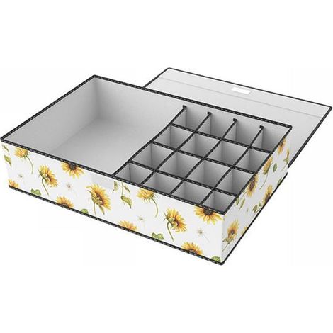 TRADE SHOP - Box Scatola Salvaspazio 16 Griglie Tasche Vani Porta Oggetti Organizer 43x28x11 - (1/2)